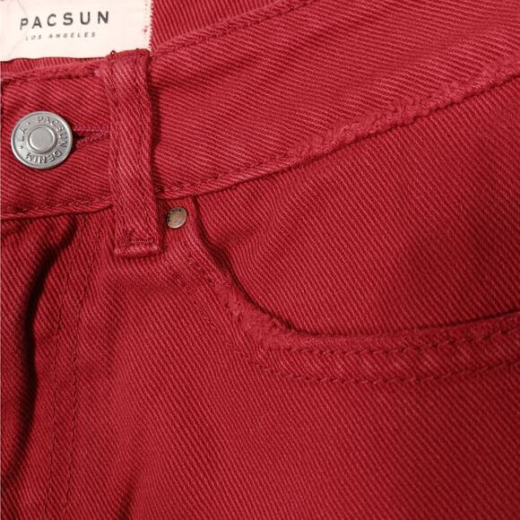 PacSun Los Angeles Mom Shorts Size 23 Red Denim 5 Working Pockets - Picture 6 of 6